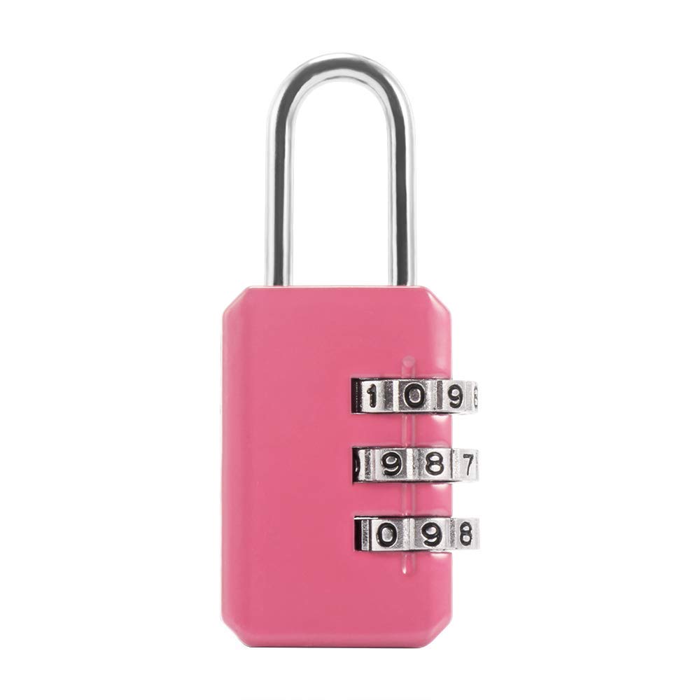 U-K Pink 3 Digit Dial Combination Luggage Suitcase Password Lock Code Padlock