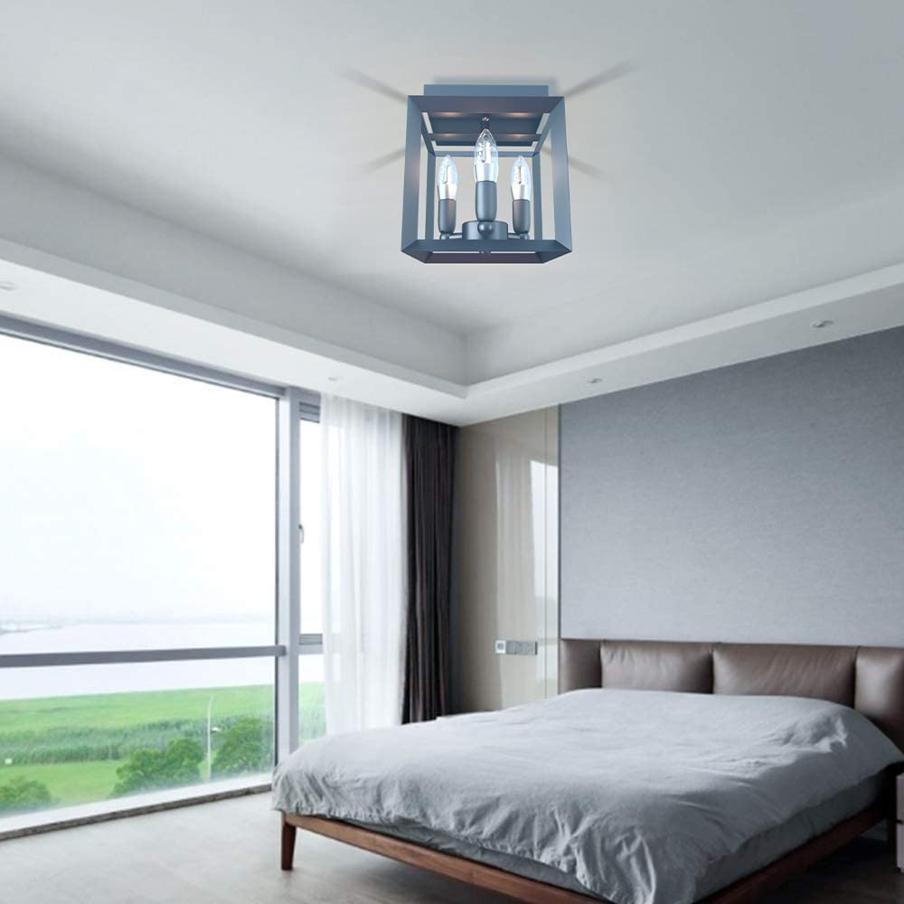 Jadssox czarna lampa sufitowa do montażu podtynkowego kuchnia blisko lampy sufitowej, oprawy oświetleniowe do domu wiejskiego przemysłowy mini żyrandol, lampy sufitowe z kwadratową metalową klatką do