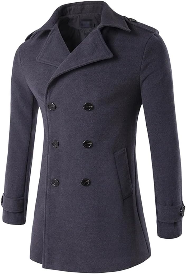 Haitpant Men's Wool Coat Autumn Winter Casual Thicken Coats Double Breasted Woolen Coat Windbreaker Jacket