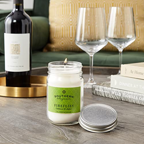 Southern Elegance | Jubilee Collection: Fireflies (Oakmoss & Amber) Scented Candle | 9 Oz Canning Jar | Handcrafted In The Usa | Highly Scented | Vegan Soy Blend |Slow Burning & Long Lasting #TOP6