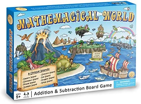 Mathemagical World - Addition & Subtraction Math Board Game for Kids, 4 players, Ages 5+ and Perfect for Homeschool, Kindergarten, Pre-k, and Gifted & Talented Prep