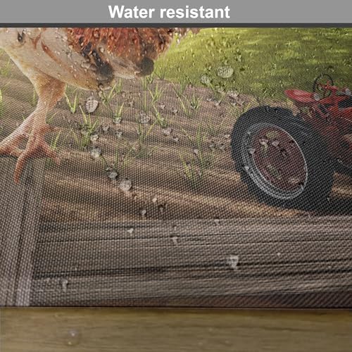 Lunarable SER-2_12977 Country Place Mats Set Of 8, Farm Barn Yard Image Rooster Animal Early Bird Nature And Rising Sun Print thumb #3
