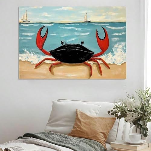 Affiche sur toile crabe de plage peinture murale de chambre cadre - 2