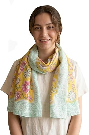 Rastogi Handicrafts Cotton Scarfs For Womens Apparel Fabric Hand Block Printed 70 x 20 Inch Mini Stoll For Girls
