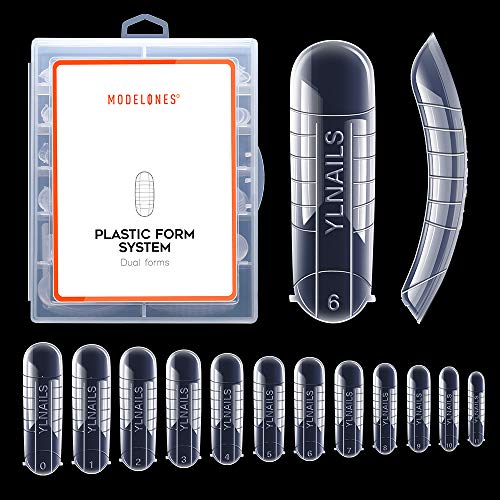 Modelones 120PCS Dual Nail Forms Full Cover Poly Nail Gel UV Gel Nail tips Acrylic Nail System Forms Clear Fake Nail Molds 12 Sizes With Scale #2