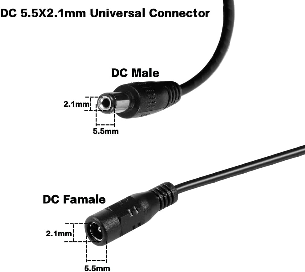 Vanxse® Cctv 10m (30ft) 2.1x5.5mm Dc 12v Power Extension Cable for Cctv Security Camera Standalone Camera Dvr