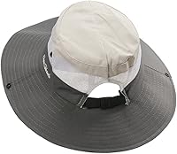 Vista 2 de Sombrero de sol de verano para mujer, cola de caballo – Protección UV de malla de ala ancha plegable con agujero para cola de caballo Beige
