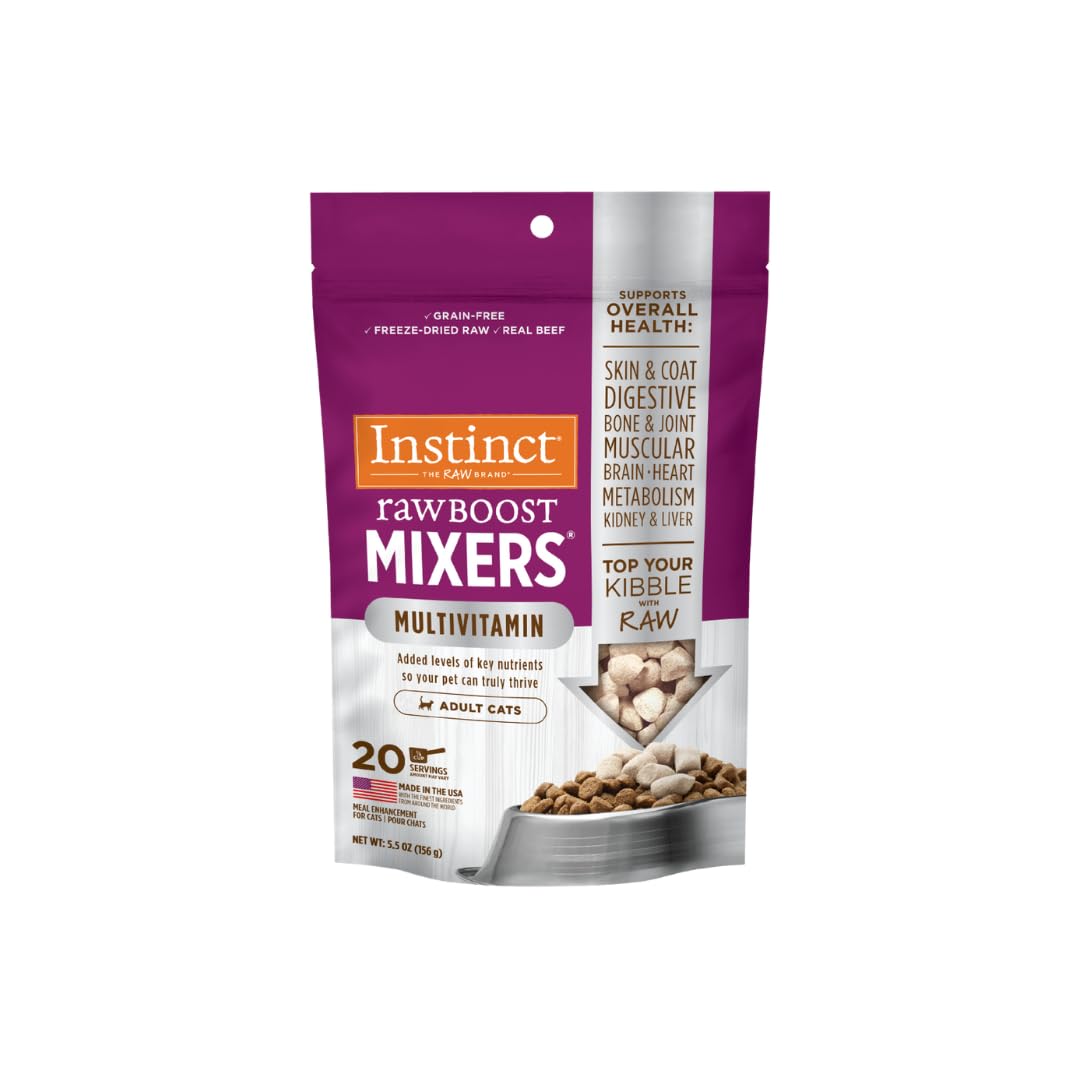 Instinct Freeze Dry 100% Cat Treats Multi Vitamins, Lactic Acid Bacteria, 27 Vitamins & Minerals, Mixers, 5.5 oz (156 g)