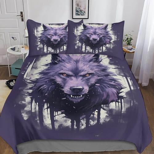 Parure de lit loup imprimé animal 3D haute définition 3 pièces 200x200 - 5