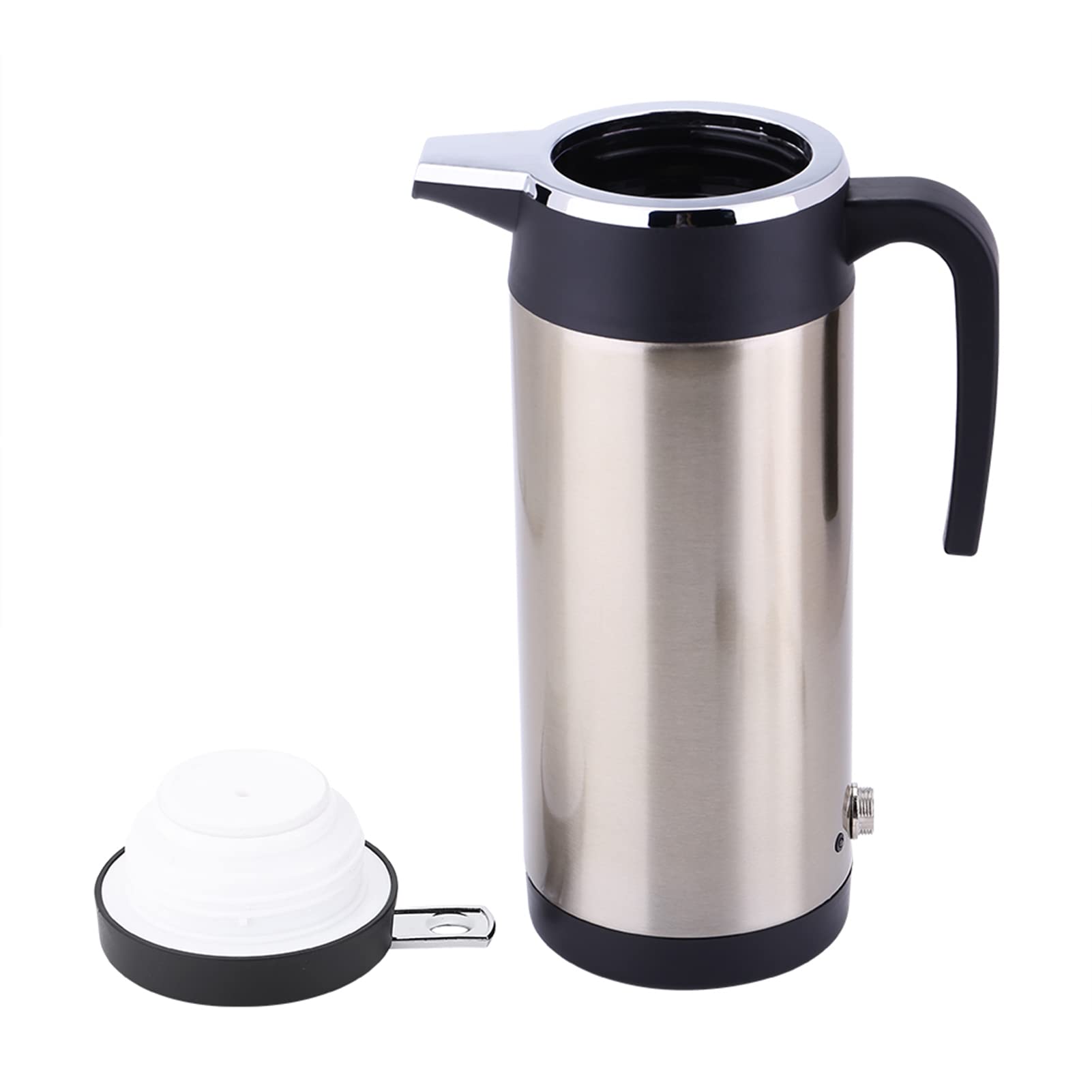 Eujgoov Auto-Wasserkocher, Warmwasserbereiter, 24 V, Edelstahl, 850 Ml, mit Automatischer Abschaltung, Schnelle Erwärmung, Isolierter Griff für LKW-Reisen, Tee, Kaffee, Babymilch