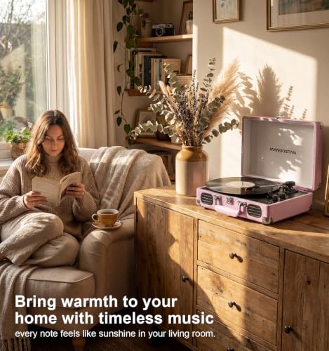 Image of Purple Bluetooth Suitcase Record Player, 3-Speed Turntable