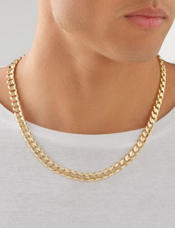 Miniatura 7 de Waitsoul 925 Sterling Silver Cuban Chain Lobster Clasp 7810mm SilverGold Over Cuban Link Curb Chain Necklace for Men Women Diamond Cut 16-30 Inches