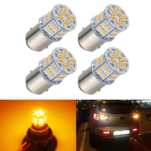 iFunyLED 4PCS 1157 LED Bulb Turn Signal Light 12V-24V Super Bright 2357 2057 7528 BAY15D LED Replacement Light Kit Set for Car Turn Signal Blinker Lights - Amber Yellow