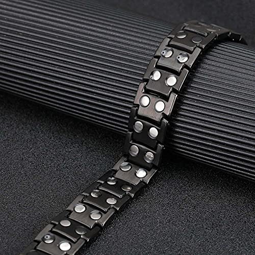 Biomag Magnetic Bracelet For Men,Titanium Steel Magnetic Bracelets For Arthritis And Pain Relief With Double Row Magnets, 9'' Adjustable Bracelet Jewelry Gifts For Father Boyfriend On Father's Day Birthday #TOP4