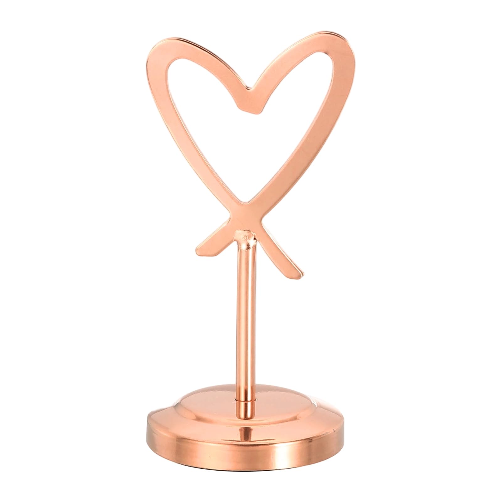 PATIKIL 2 Pcs Stainless Steel Table Number Holder, 105 x 52 mm Mini Place Card Holders Heart-Shaped Table Sign Holders for Restaurant Hotel Cafe Wedding Party Office, Rose Gold