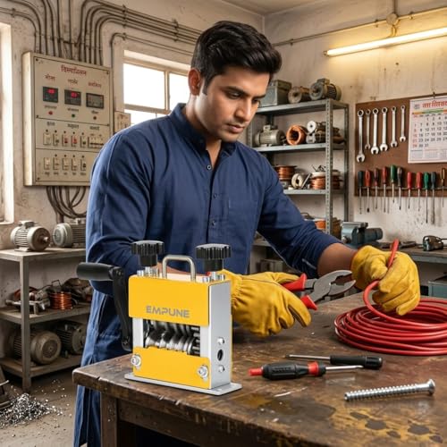 Image of 6-in-1 Manual Wire Stripper Machine with Hand Crank & Drill-Operated Auto Mode, 1-17mm Cable Stripping Tool, 5 Carbide Blades & 6 Tracks, Copper Wire Peeler for Scrap Recycling, Kabadi, Electrician