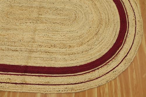 Tapis de couloir ovale résistant en jute tressé 61 x 350 cm intérieur extérieur