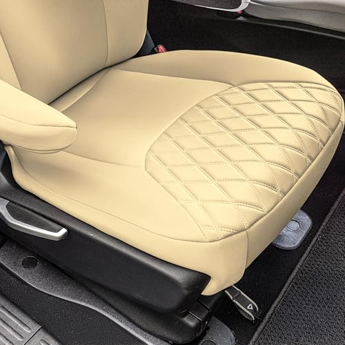 FH Group Custom Fit Car Seat Cover Specifically Made for Chrysler Pacifica 2017-2024 - 2nd Row Set Hybrid, Ultraflex Neoprene, Solid Beige by FH Group - Used condition - Image 3