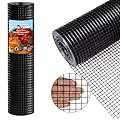 Thinkahead Black Hardware Cloth 1/2 inch 24 X 100 ft 19 Gauge Vinyl PVC Coated Wire Mesh Roll Galvanized Welding Chicken Wire Fencing, Garden Fence, Rabbit Wire, Home Improvement Project.
