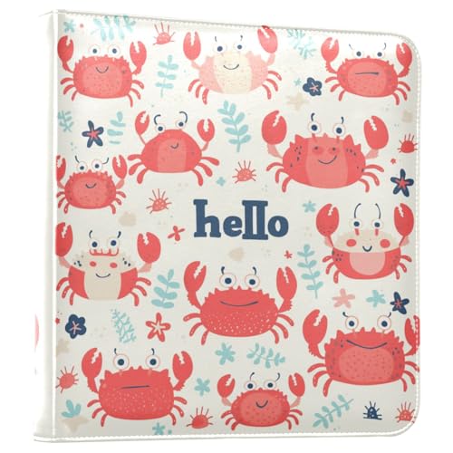Kigai Cute Crabs Photo Album Self Adhesive Scrapbook Album Leather Cover DIY Picture Scrap Book with 20 Adhesive Sheets, 11.8x24x0.8 inch