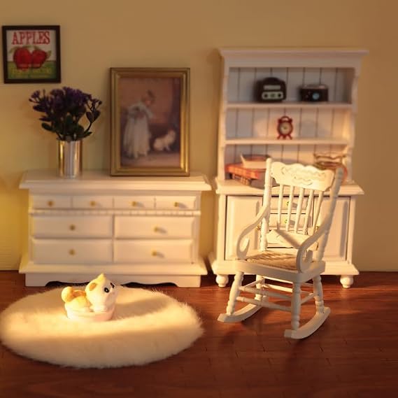 4 Parça Dollhouse Mobilya Seti, Modern Stil Minyatür Bebek Evi Mobilyaları, 1:12 Minyatür Mobilya Aksesuarları Küçük Masa, Küçük Sandalye, Mini TV ve Saksı Bitkisi içerir, Yetişkinler için Uygun