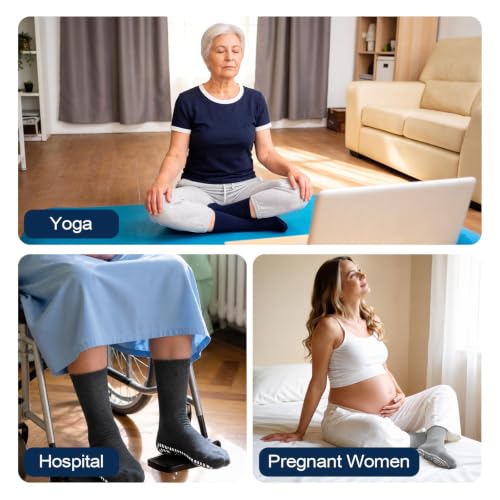 Image of ZAKASA Non Slip Grip Socks - Non Skid Crew Grippy Socks for Men Women Anti Slip Grippers for Elderly Hospital Yoga Pilates