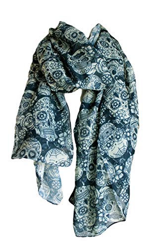 Etwoa's Skull Scarf for Women Lightweight Soft Shawl
