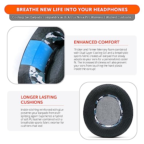 Freeze Nova Pro Wireless - Hybrid Fabric Cooling Gel Replacement Earpads for Steelseries Arctis Nova