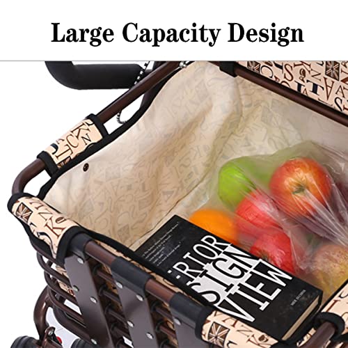 O·Lankeji Einkaufstrolley Mit Sitz Klappbarer Einkaufstrolley Auf Rädern Robuster Seniorentrolley Mobile Walker Einkaufsgeschenk Für Eltern (Color : Wine Red) – Bild 4