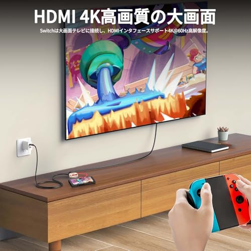 Switchドック対応【3in1多機能】HDMI 変換アダプター PD100W 急速充電 Type-c充電器（HDMI 4K 60Hz/USB 3.0/PD100W) Switch & Switch 有機EL用ドック テレビ接続出力 過電流保護 軽量化 TVモード/充電モード マルチシステム互換性 遅延なし 持ち運び便利 スイッチ ドック替換