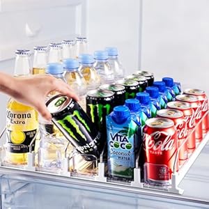 Drink Organizer for Fridge, Soda Can Dispenser for Refrigerator, Automatic Drink Dispenser for Fridge Holds up to 25 Cans, 5 Row