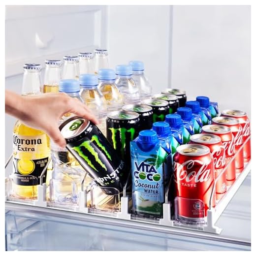 Drink Organizer for Fridge, Soda Can Dispenser for Refrigerator, Automatic Drink Dispenser for Fridge Holds up to 25 Cans, 5 Row