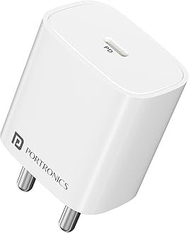 Portronics Adapto 25 Plus 25W Type C PD Superfast Slim Mobile Charging Adaptor,GaN Technology,Compatible with iPhone 16/15/14/13/12/11 Pro,Max Series, Samsung Galaxy S/A/M/F & Other Type C Devices