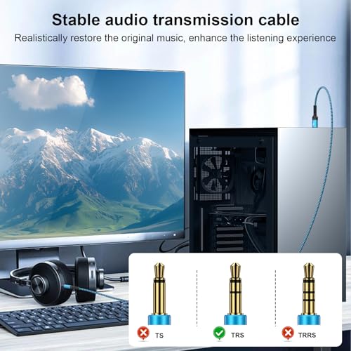 Image of USB to 3.5mm Audio Jack Adapter ,3FT USB A Male to AUX Male Audio Cable AUX Cord TRS Stereo Nylon Braided for Headphones Speaker PC Laptop PS5 PS4 Windows Mac OSX Computer,NOT for Charging /PS3 /Car