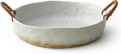 Frutero grande de 10 pulgadas, cesta de frutas de cerámica para encimera de cocina, Frutero para Cocina, blanco
