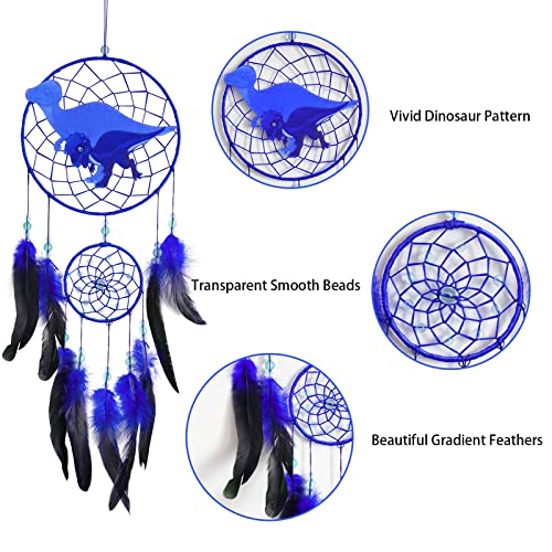 MHJY Dream Catcher for Kids, Cute Dreamcatchers with Dinosaur Purely Large Handmade Bedroom Accessories Party Decorations for Girls Boys Wall Hanging - Image 3