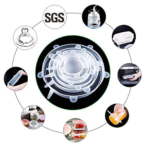 Ocer Stretch Lids,Reusable Silicone Lids, Silicone Bowl Covers, Sizes Silicone Covers Apply to Food Container, for Freezer & Microwave (Set of 6) 2