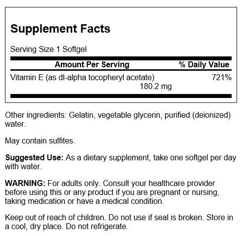Swanson Vitamin E 400 Iu 400 Iu (268 Milligrams) 60 Sgels #TOP1