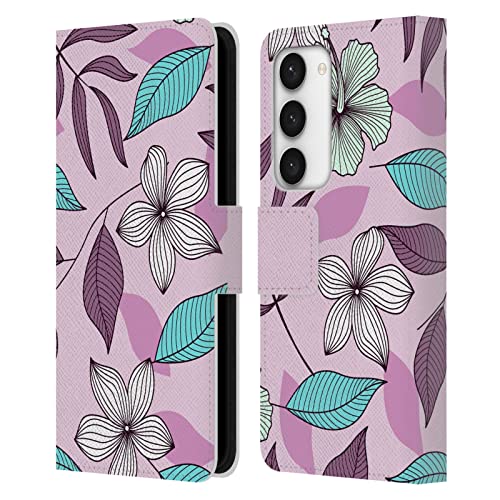 Étui portefeuille en cuir pour Samsung Galaxy S23 5G protection Haroulita Lavande Doodles