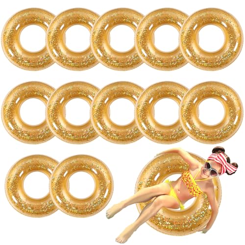 Relaxgiant 12 Pcs Pool Floats Glitter Swim Rings with Sequined