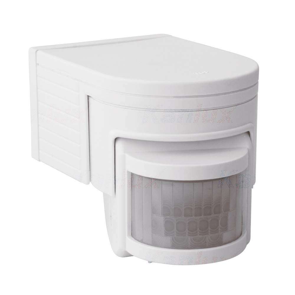 Detector de movimiento PIR IP44 para exteriores de pared, color blanco, 12 metros, rango máximo de detección de seguridad, alarma, interruptor de luz