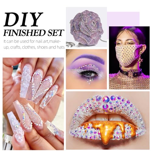 Image of Crystal AB Flatback Rhinestones SS20 (4.6-4.8mm), 1440pcs Glass Nail Gems, Non Hotfix Rhinestones for Nails, Crafts, Clothing, DIY Bling Decorations