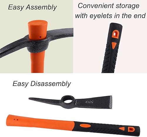 Vista 22 de Azada de hacha de doble cabeza con Adze forjado resistente y mango ergonómico antideslizante para jardinería, caza, paisajismo al aire libre 1.535