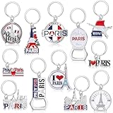 Landical 12 Pcs Paris Souvenirs France Souvenir Gift Eiffel Tower Keychain Paris Travel Souvenirs Metal Key Rings for Party