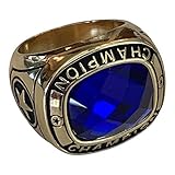 Express Medals Champion Blue MVP All Star Trophy Ring with Award Display Stand Case and Neck Display Ball Style Chain 11