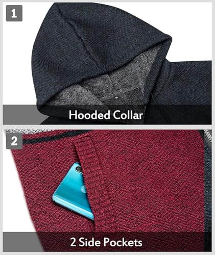 Image of LLdress Mens Knit Cardigan Sweaters Sherpa Lined Full Zip Hoodie With Pockets