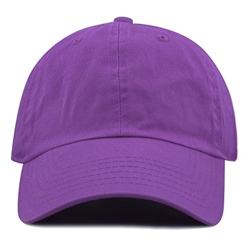 The Hat Depot Kids Washed Low Profile Cotton And Denim Plain Baseball Cap Hat (6-9 Yrs, Purple) #TOP1