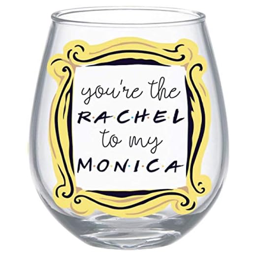 Silver Buffalo Friends You’re the Rachel to My Monica Stemless Wine Glass, 20 Ounces