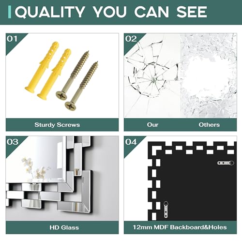 Image of Wall Mirror Decorative - 30 * 46 Inch Large Rectangular Decorative Mirror for Living Room, Modern Accent Glass Wall Mirror for Bedroom, Office
