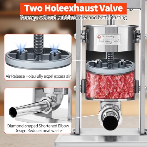 Image of Sausage Stuffer 2 Speed Stainless Steel Vertical Sausage Maker Commercial Spanish Churro Maker with 4 Nozzles for Business or Home Use 3L